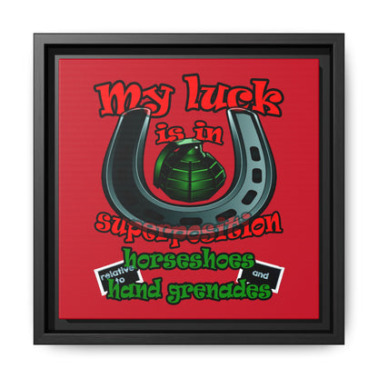 my luck - framed canvas art (dark red)