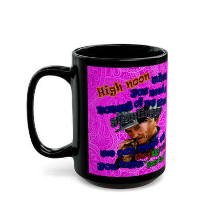 high noon - Black Mug (pink swirl)