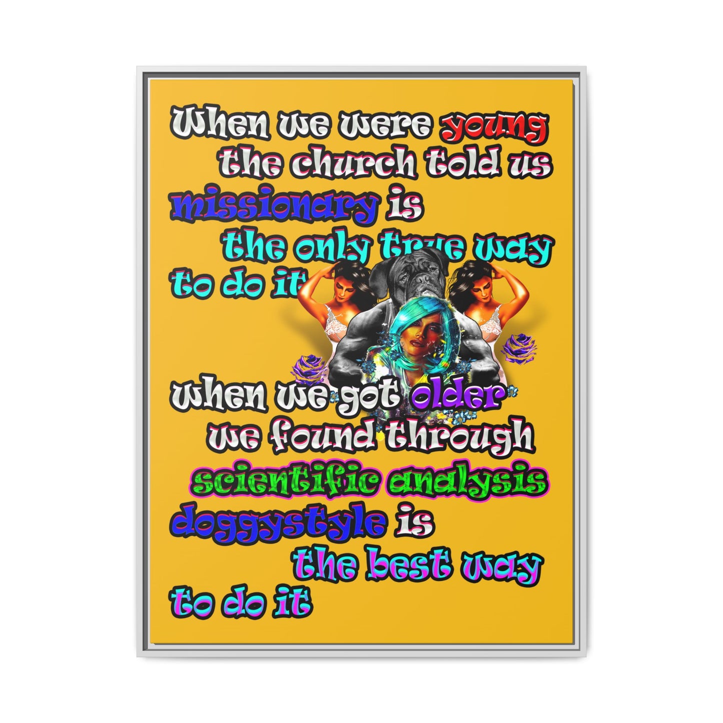 doggystyle - framed canvas art (yellow)