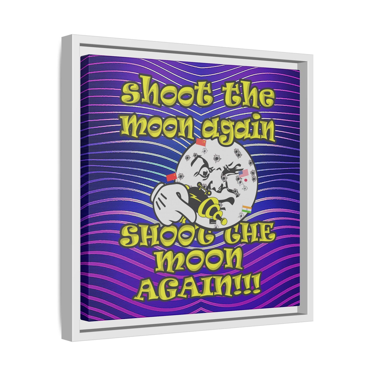 shoot the moon again - framed canvas art (purple wave)