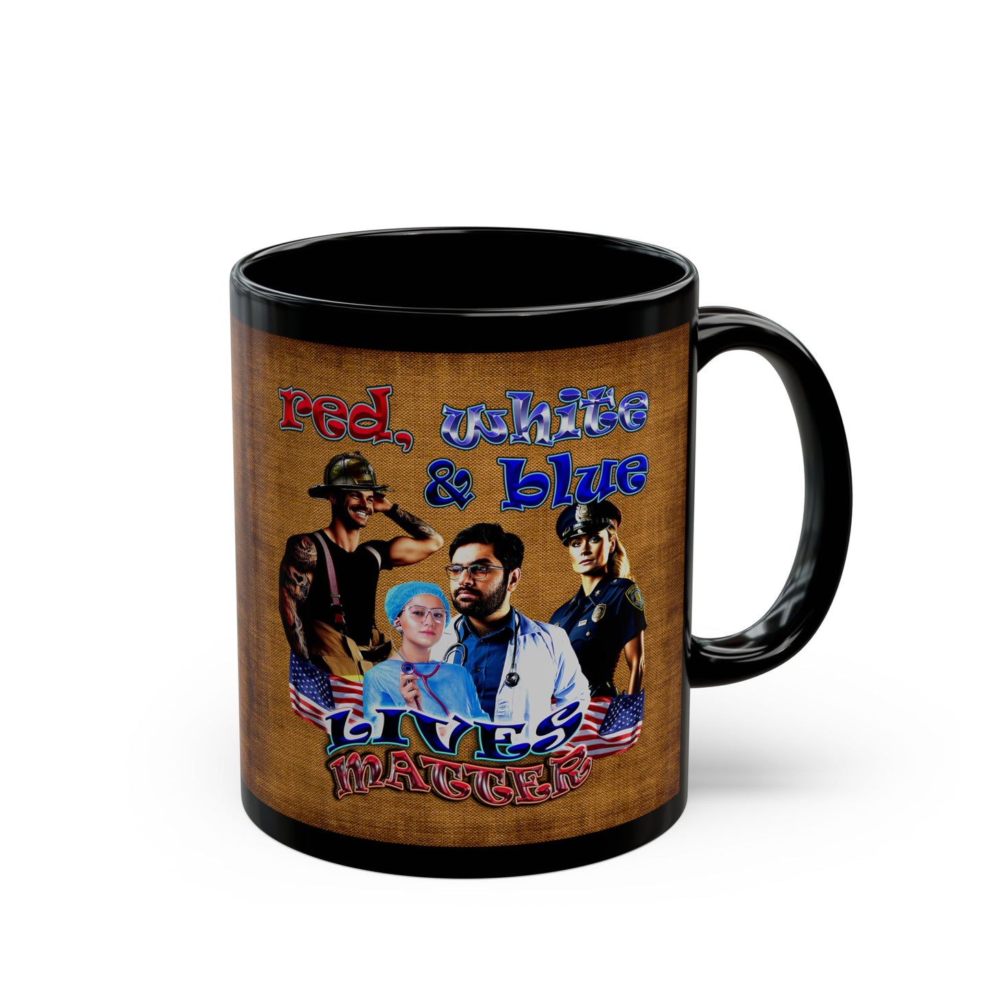 rw&b lives matter - Black Mug (brown papyrus)