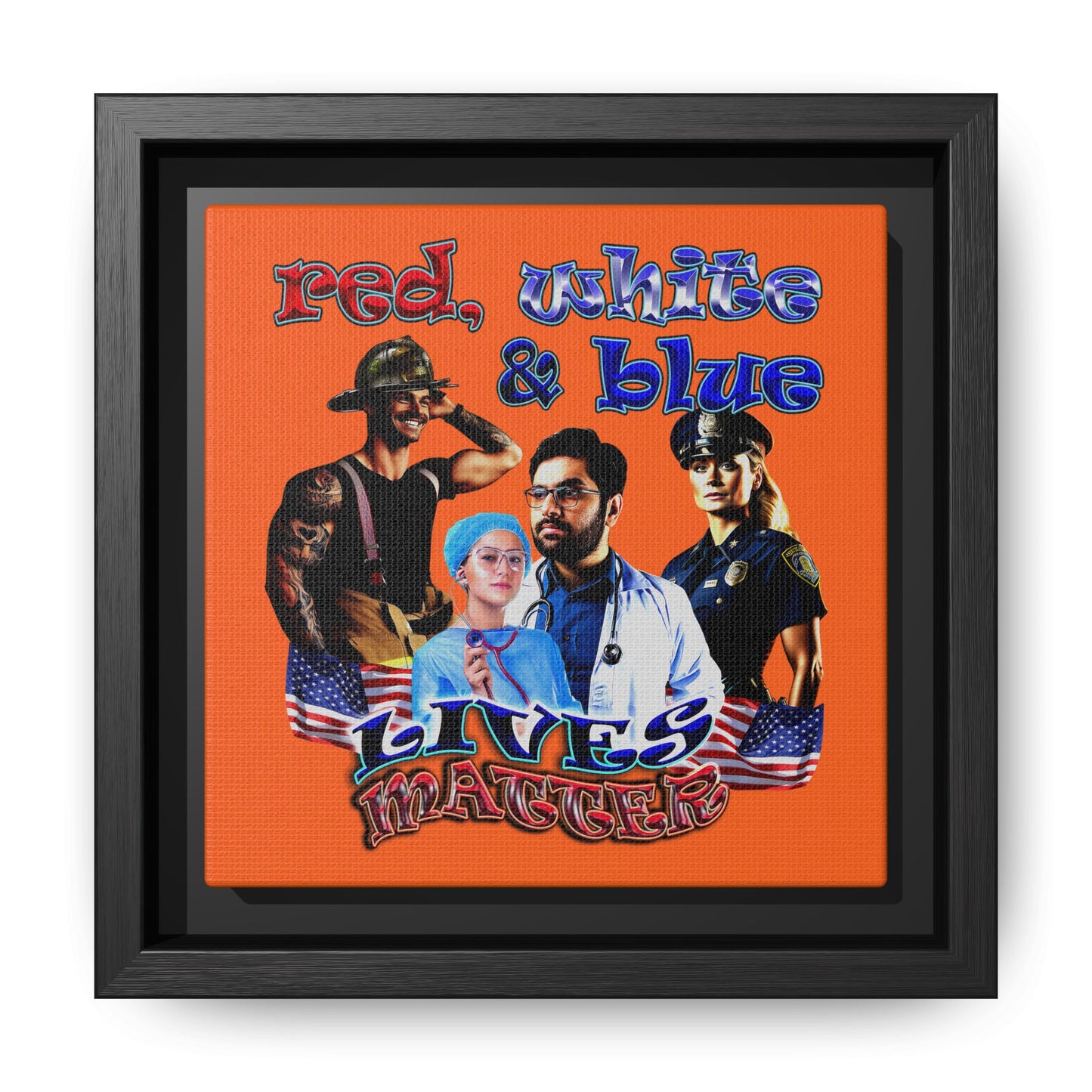 rw&b lives matter - framed canvas art (orange)
