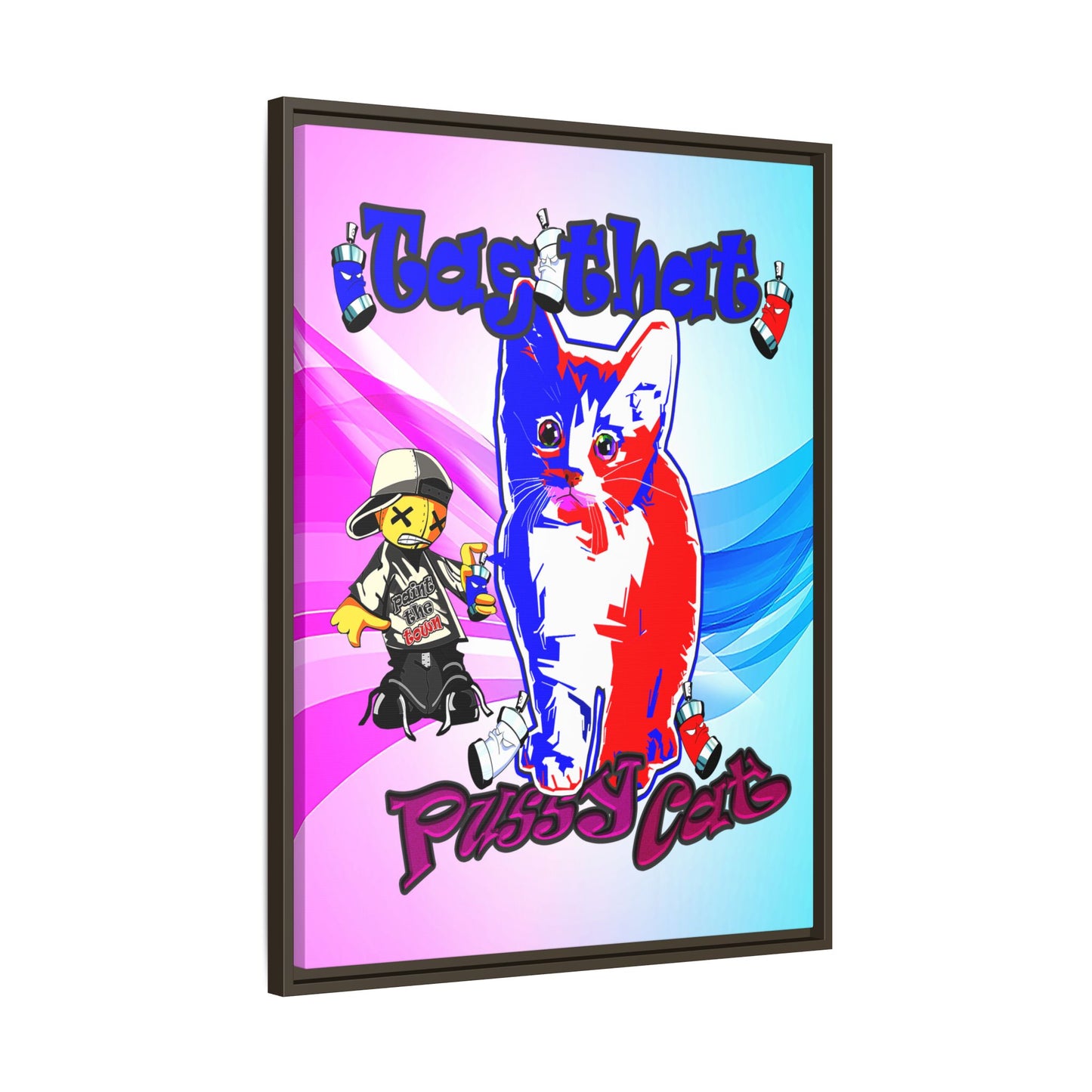tag that - framed canvas art (light blue-pink wave)