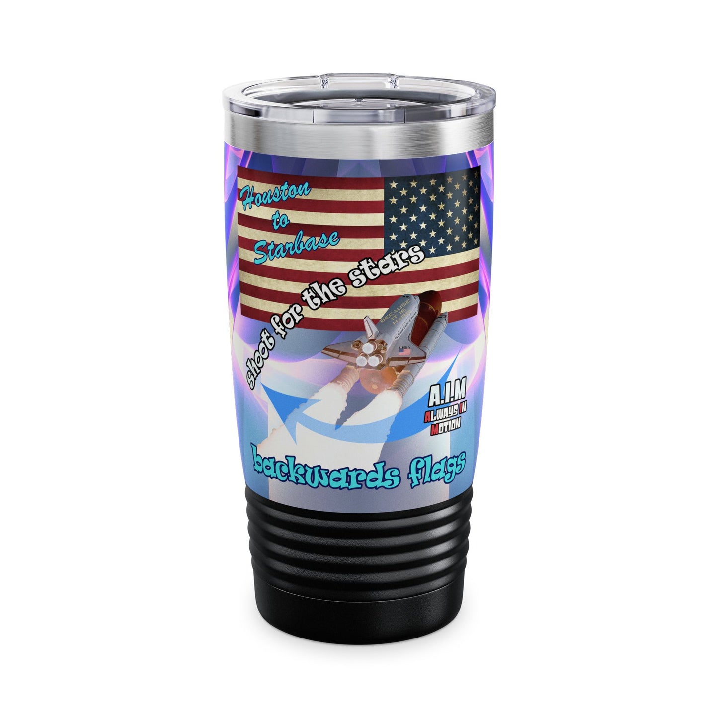 shoot for the stars - Ringneck Tumbler, 20oz (grey-pink wave)