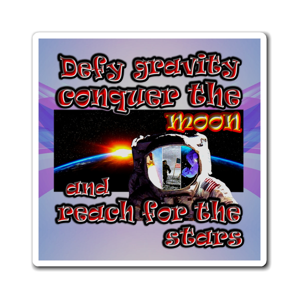 defy conquer reach - Magnets - (light blue-pink wave)