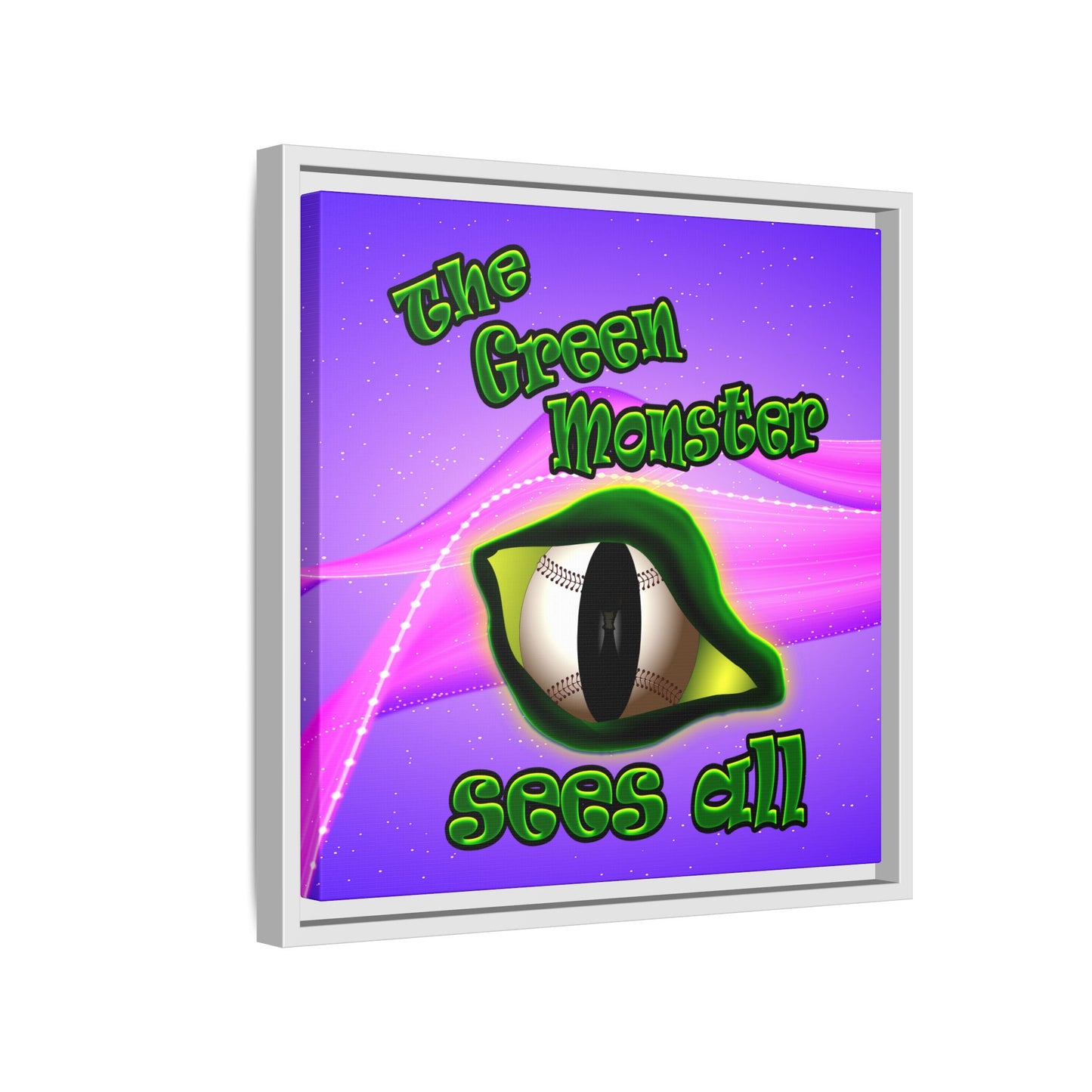 green monster - framed canvas art (purple-pink wave)