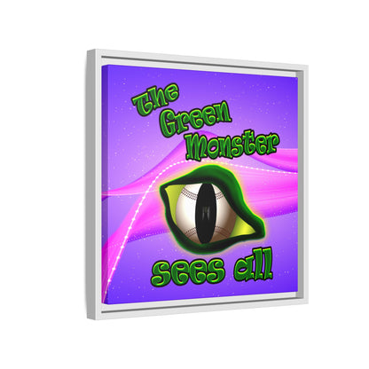 green monster - framed canvas art (purple-pink wave)