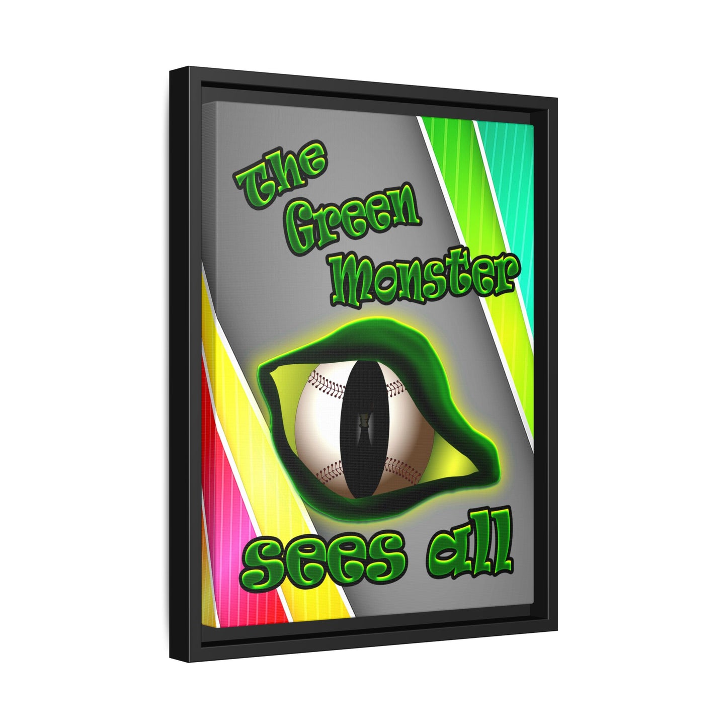 green monster - framed canvas art (rainbow split)