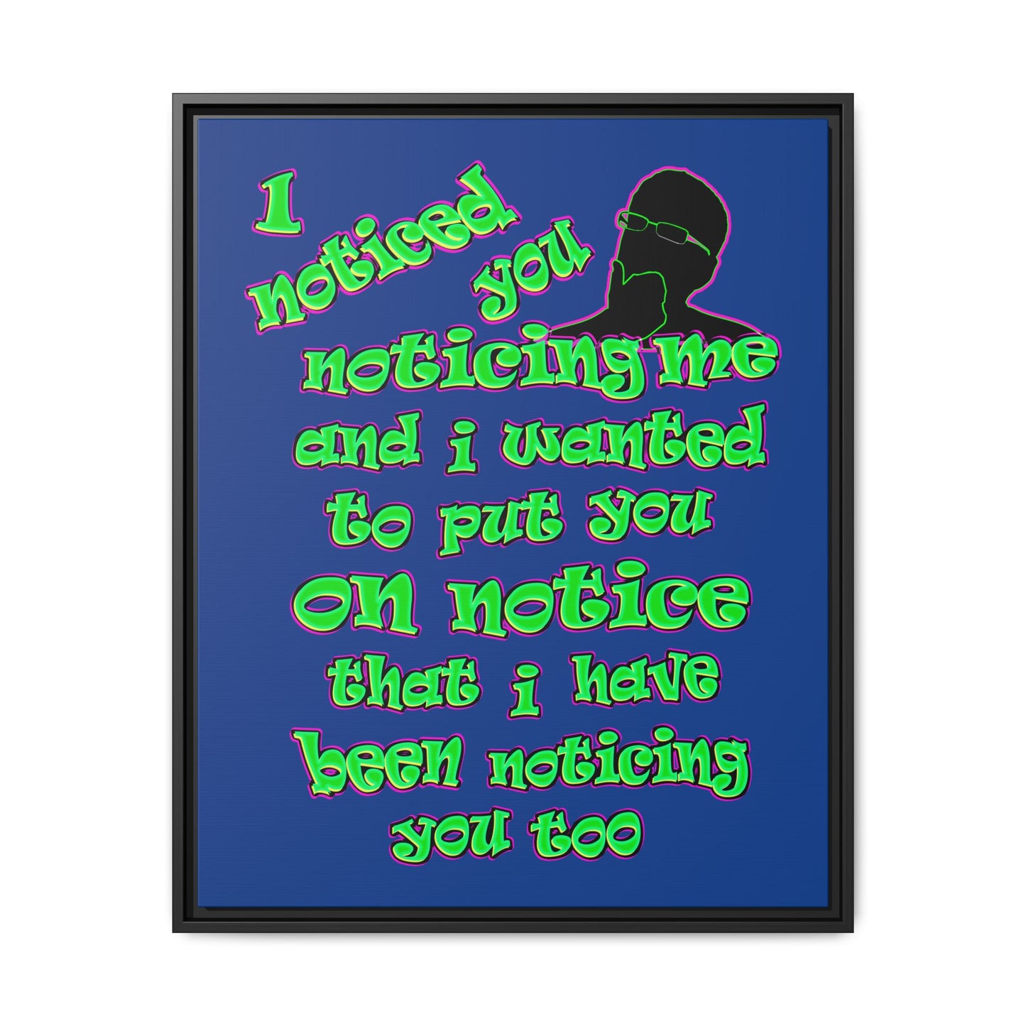 noticed you noticing - framed canvas art (dark blue)