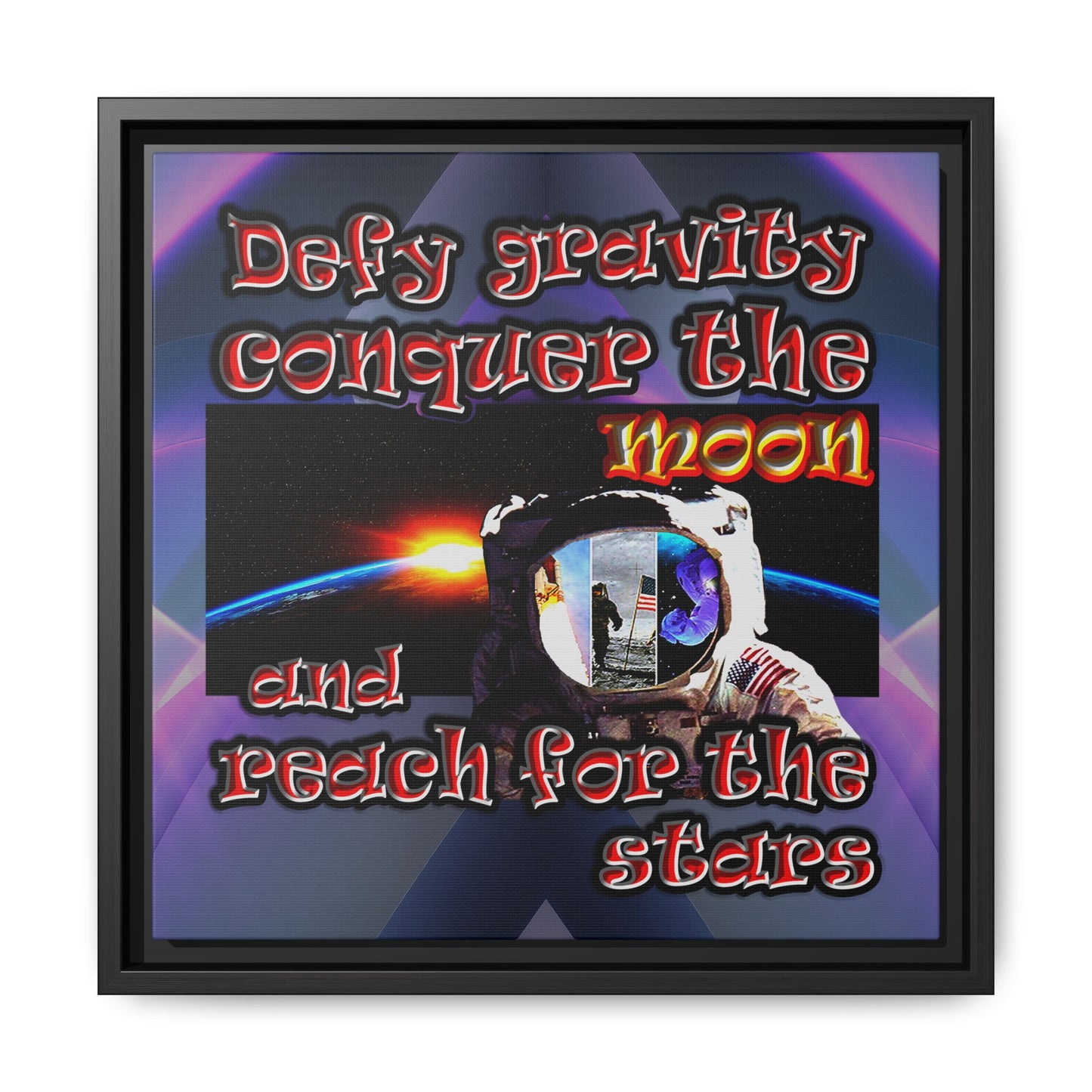 defy conquer reach - framed canvas art (grey-pink wave)