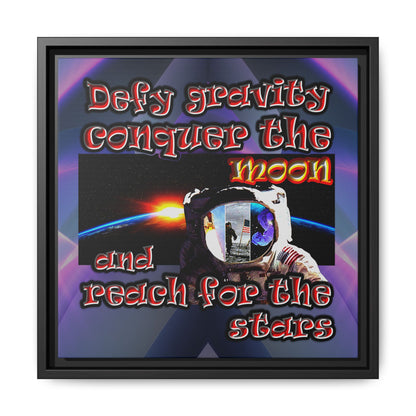 defy conquer reach - framed canvas art (grey-pink wave)