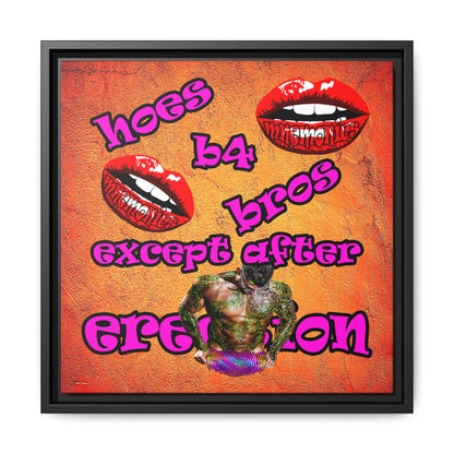 hoes b4 bros - framed canvas art (burnt orange)