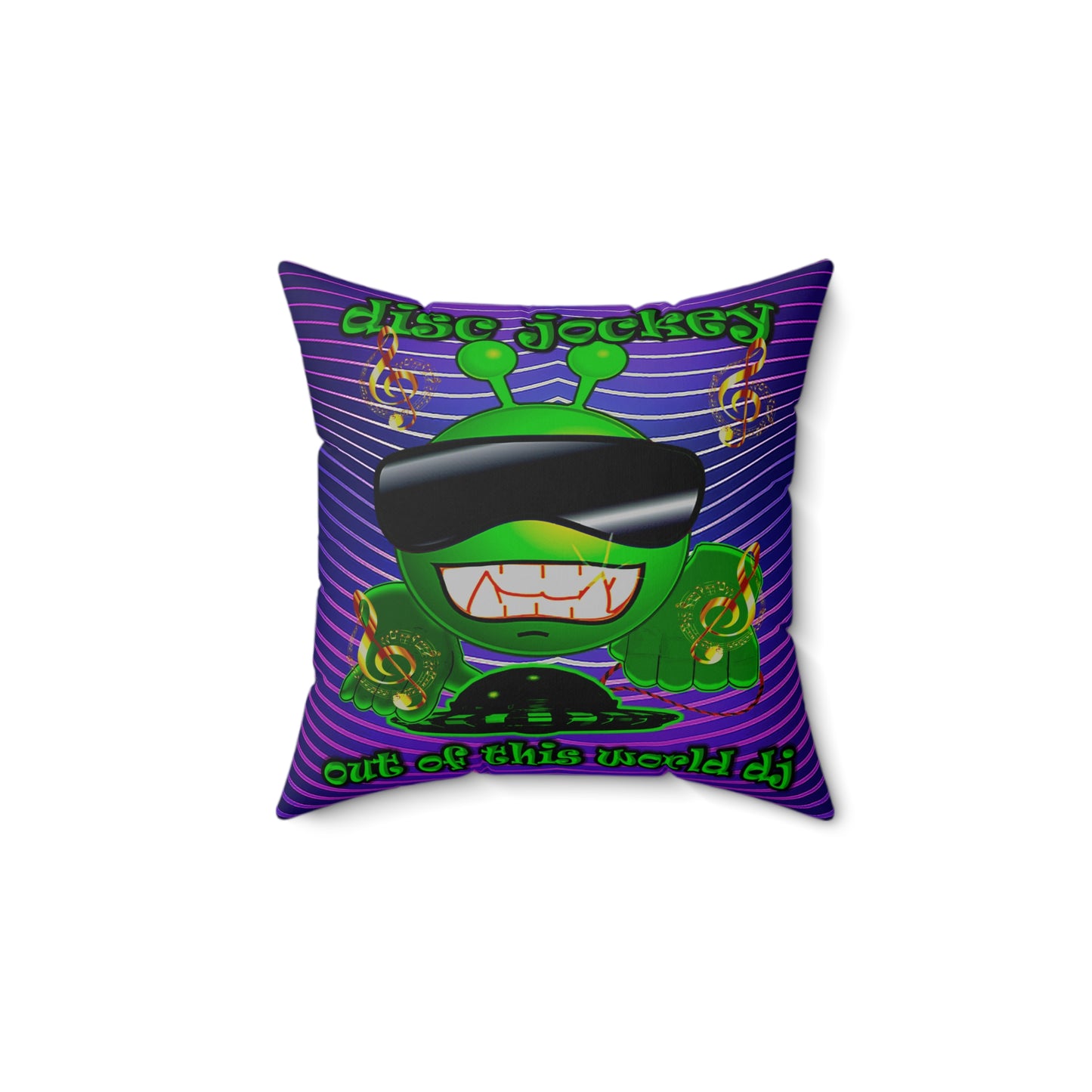disc jockey - Spun Polyester Square Pillow - (purple wave)