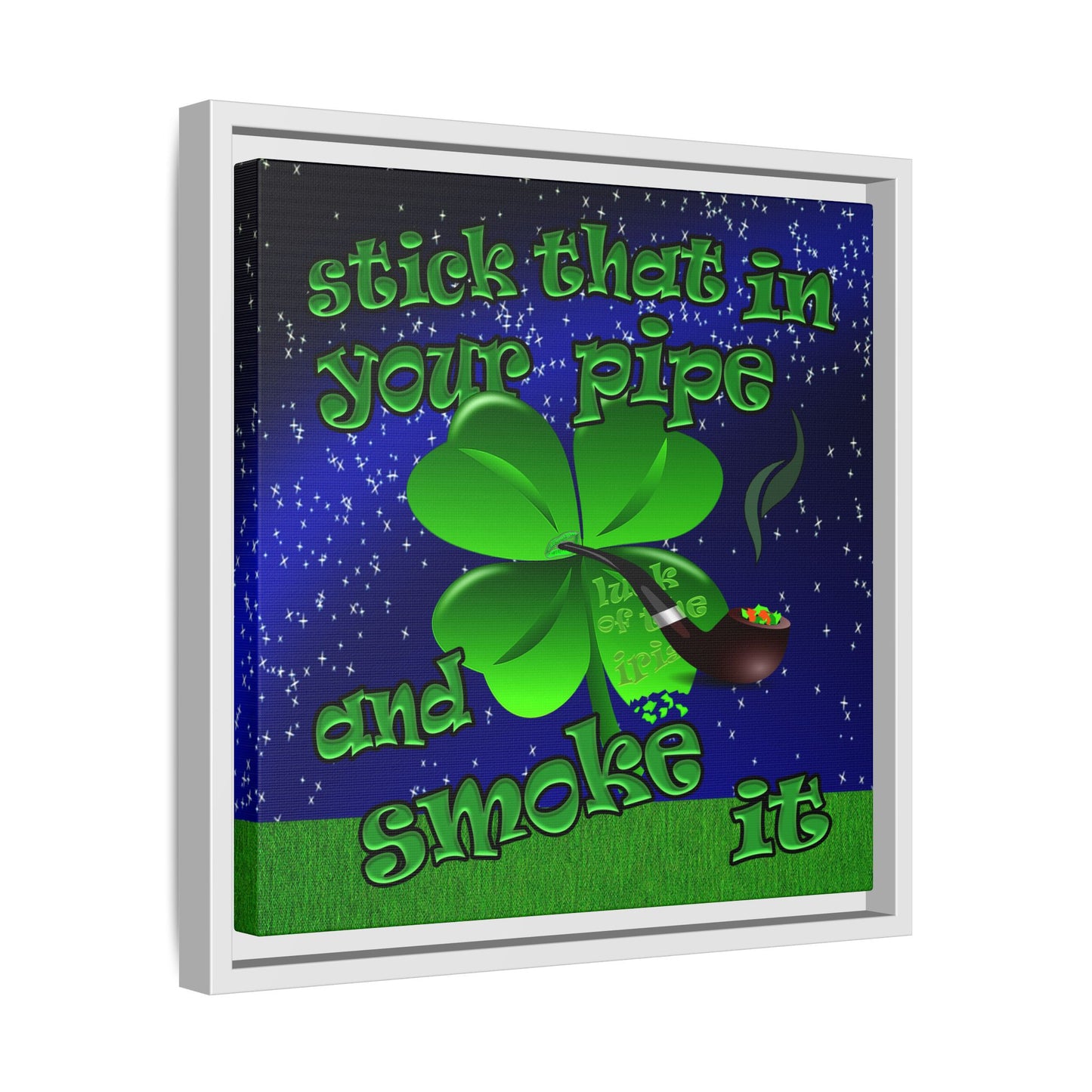 stick that in your pipe and smoke it - framed canvas art ('snoops' background)
