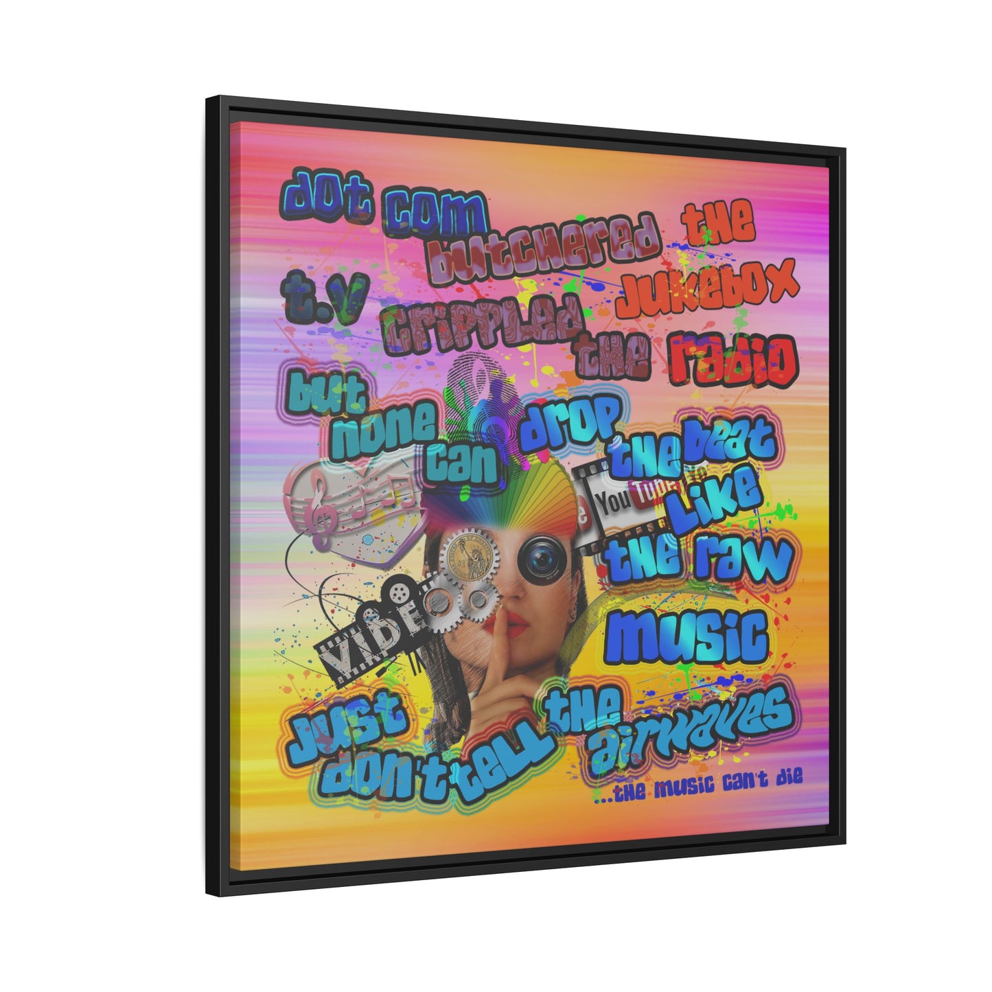 drop the beat - framed canvas art (color blur)