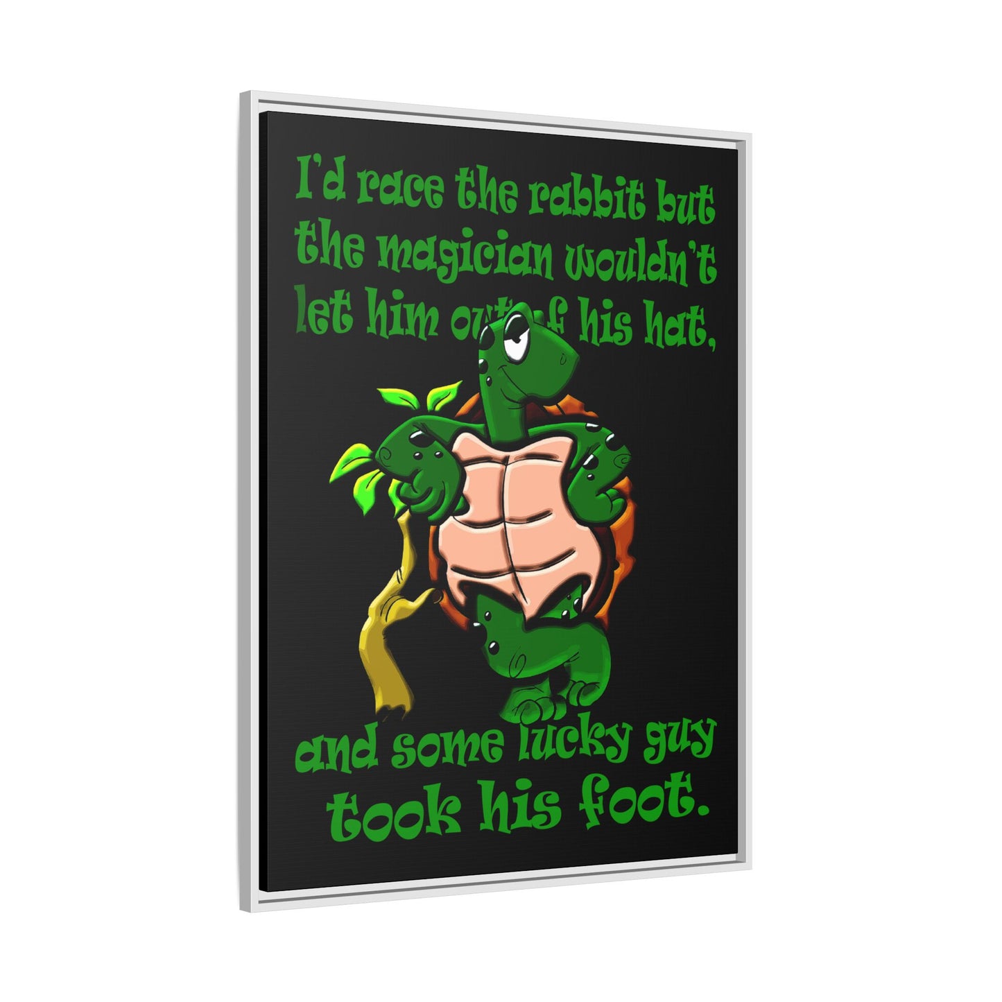 turtle race - framed canvas art (black)