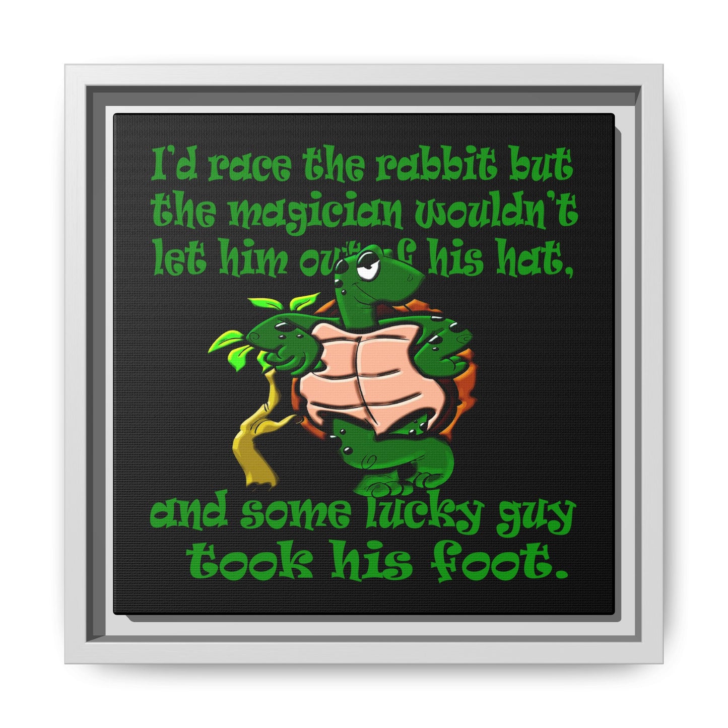 turtle race - framed canvas art (black)