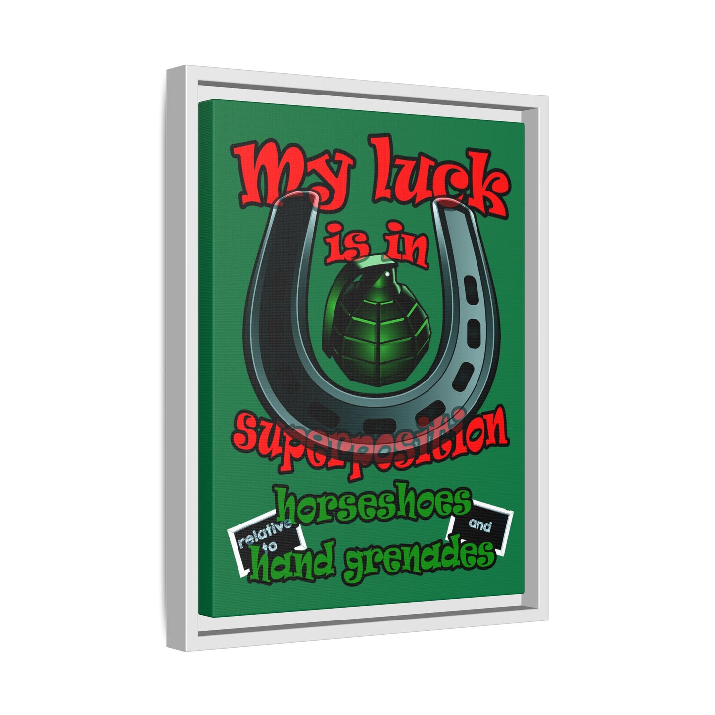 my luck - framed canvas art (dark green)