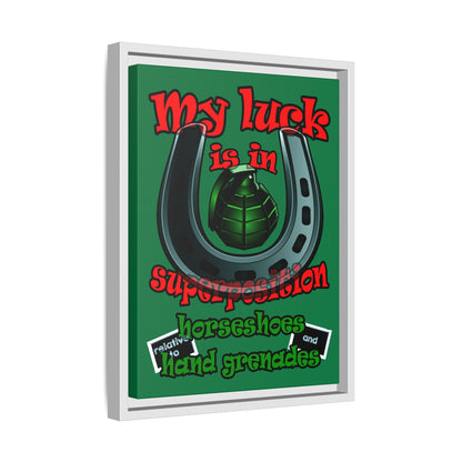 my luck - framed canvas art (dark green)