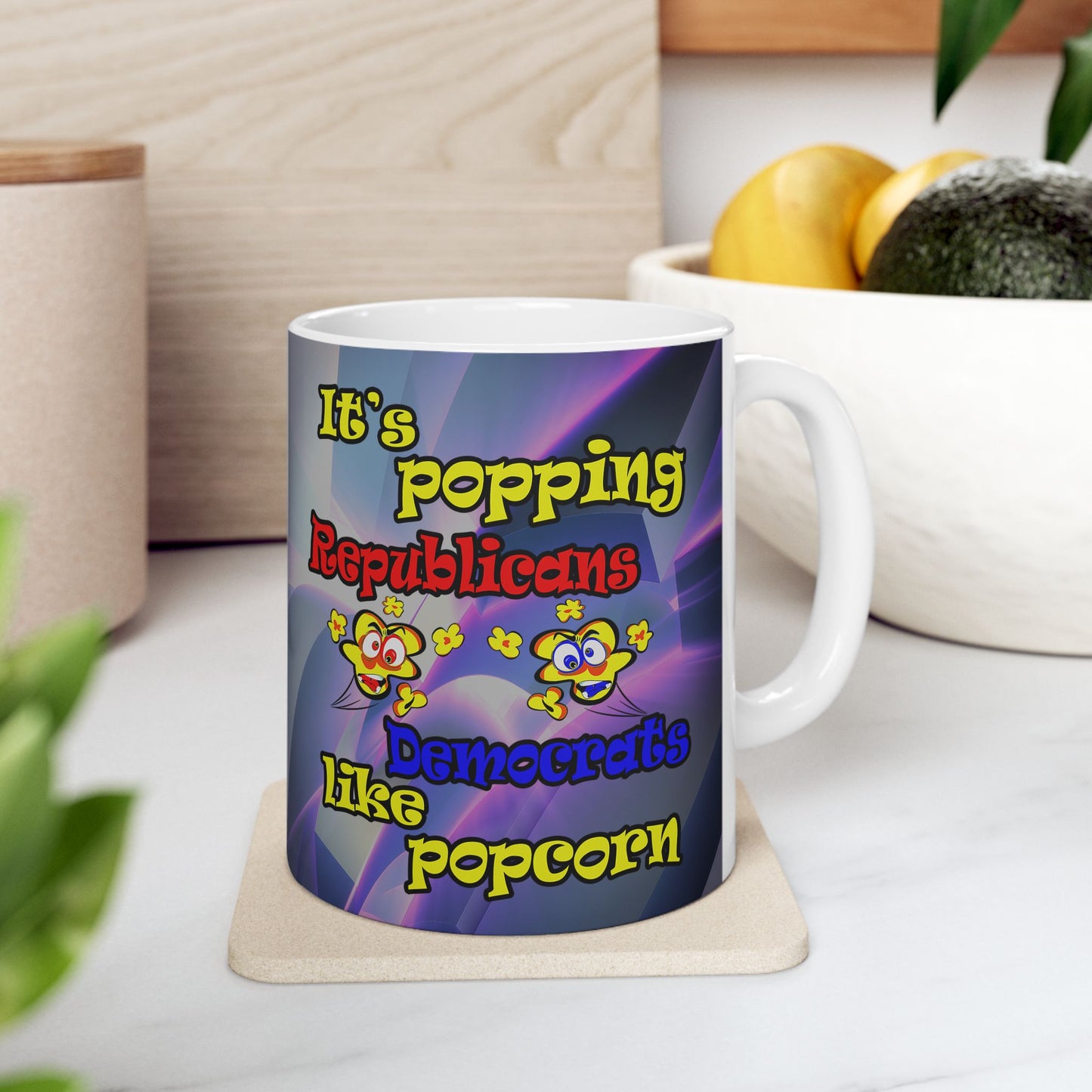 popping like popcorn - White Mug (grey-pink wave)
