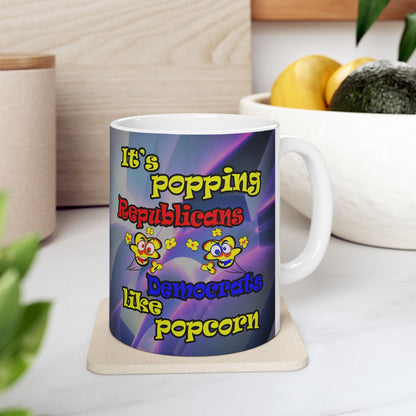 popping like popcorn - White Mug (grey-pink wave)