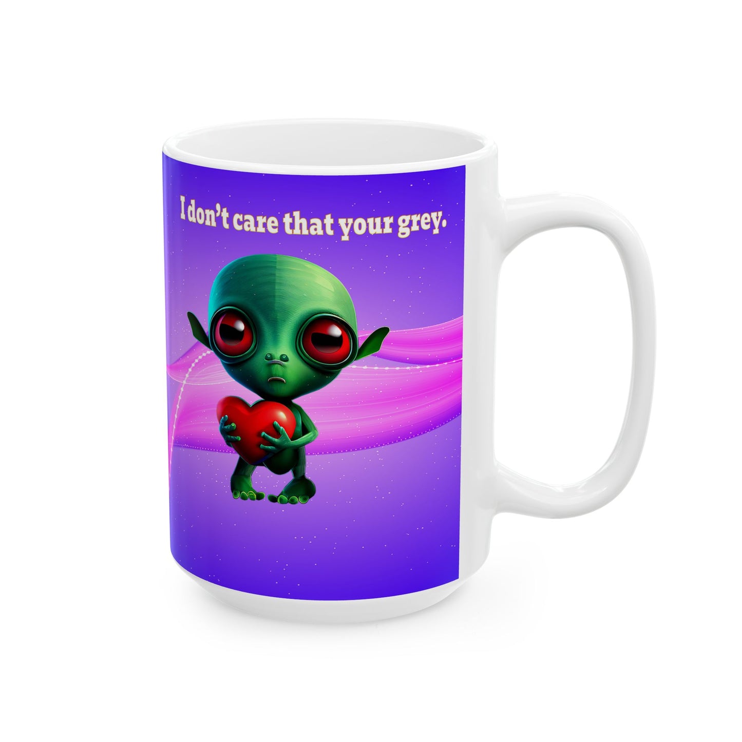 I don't care that your grey - White Mug (purple-pink wave)