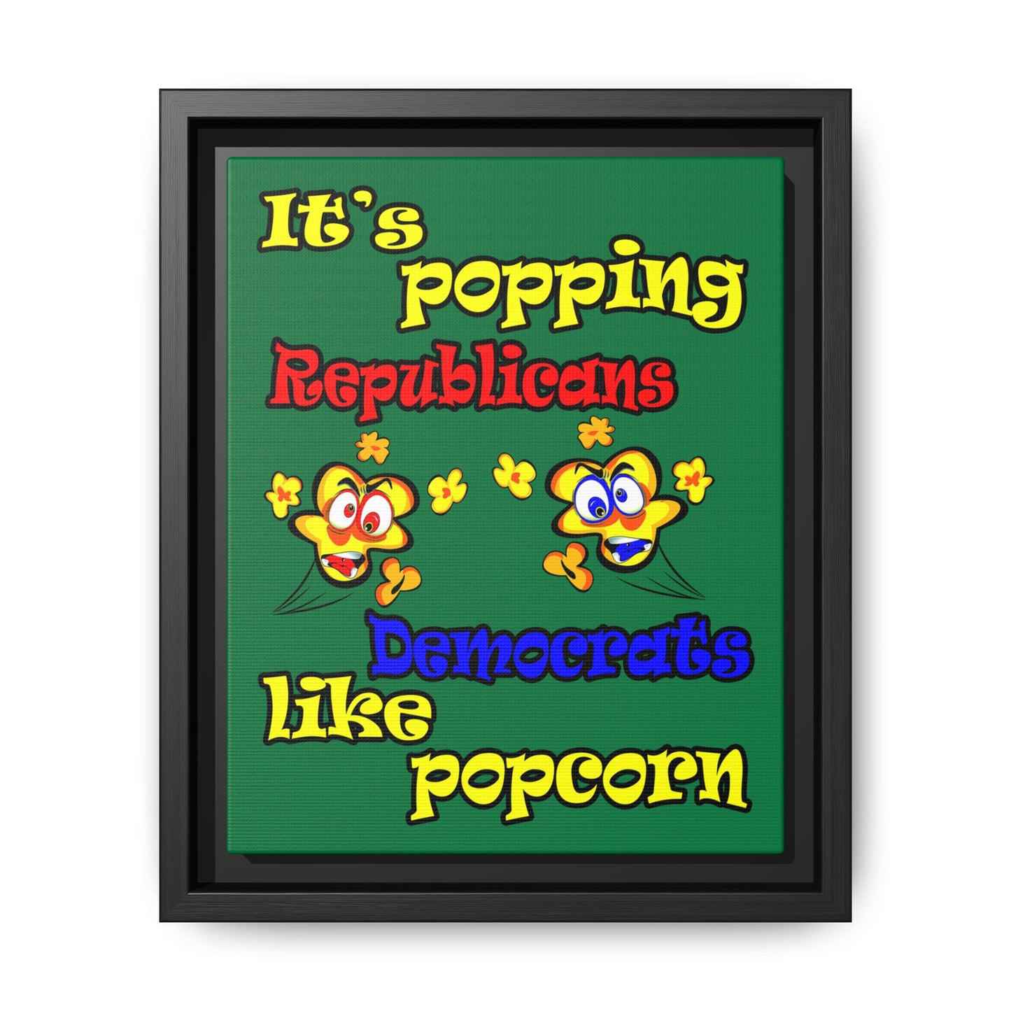 popping like popcorn - framed canvas art (dark green)