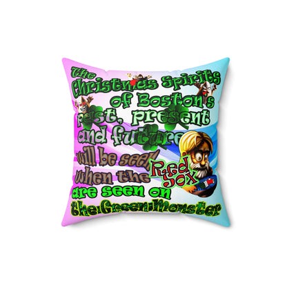 christmas spirits of boston - Spun Polyester Square Pillow - (light blue-pink wave)
