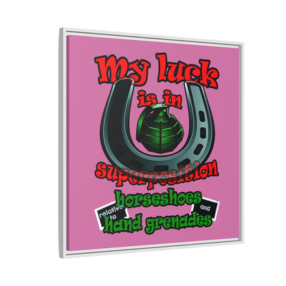 my luck - framed canvas art (light pink)