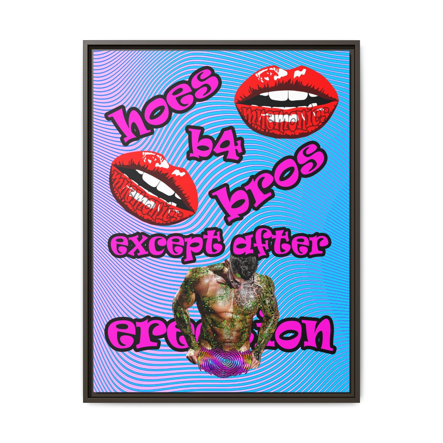 hoes b4 bros - framed canvas art (light blue-purple wave)