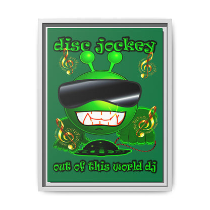 disc jockey - framed canvas art (dark green)
