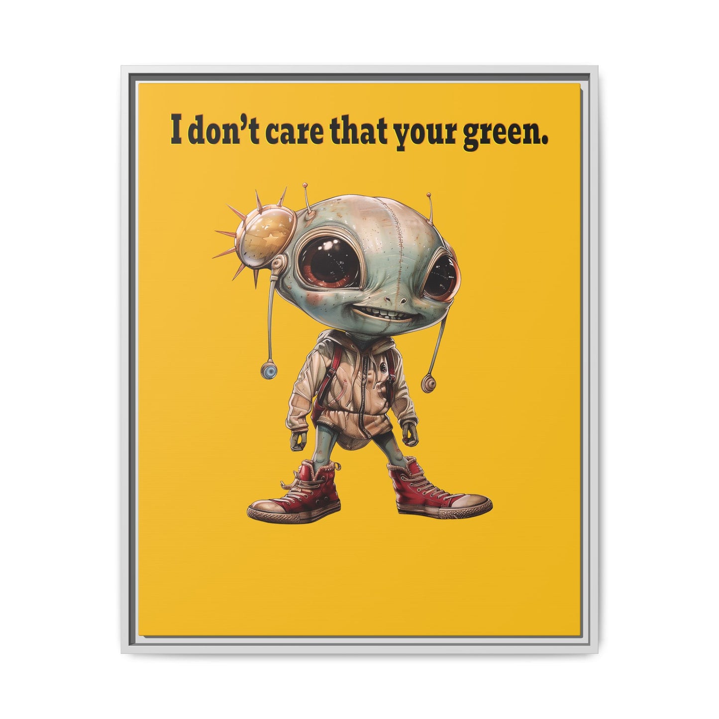 I don't care that your green - framed canvas art (yellow)