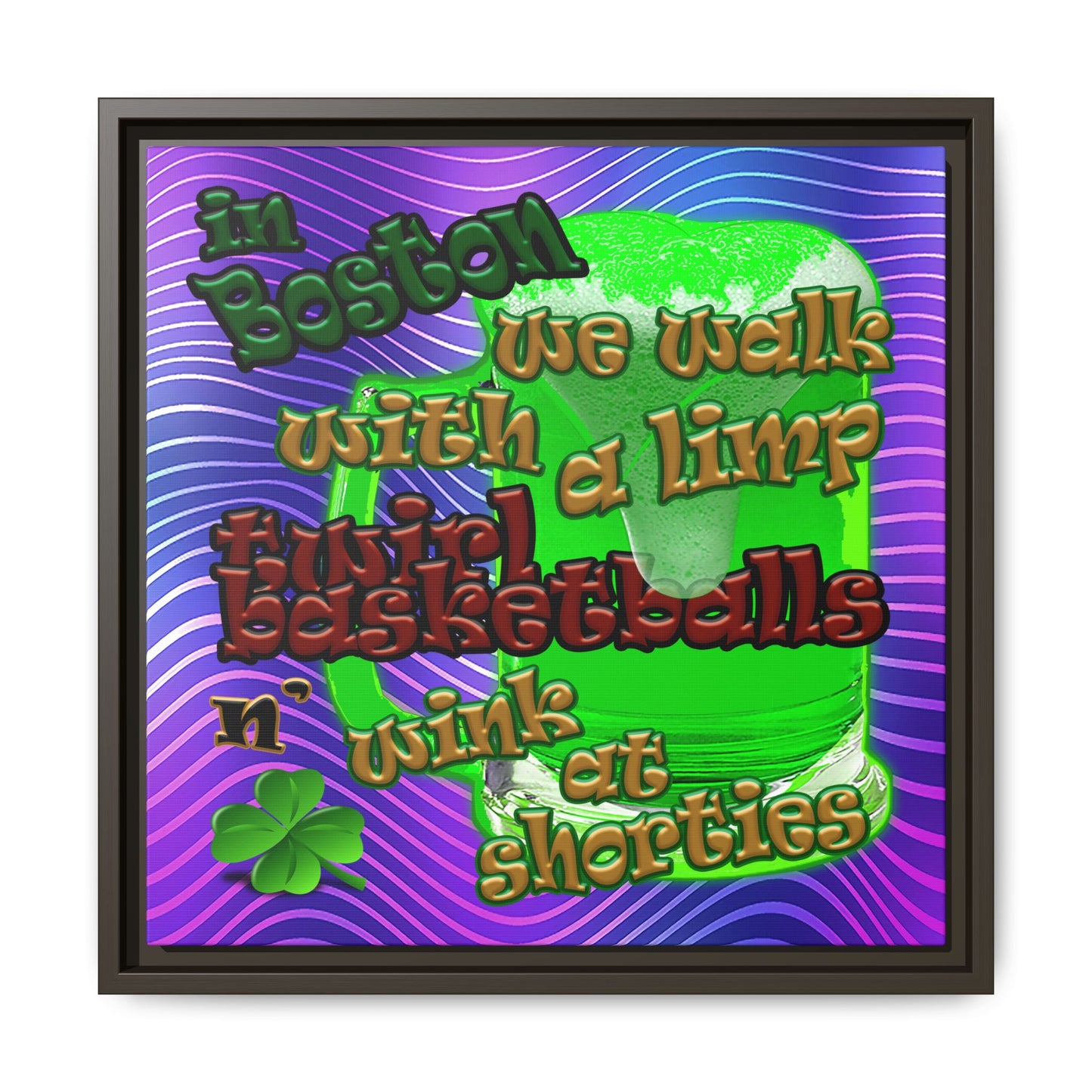 celtics logo - framed canvas art (purple wave)