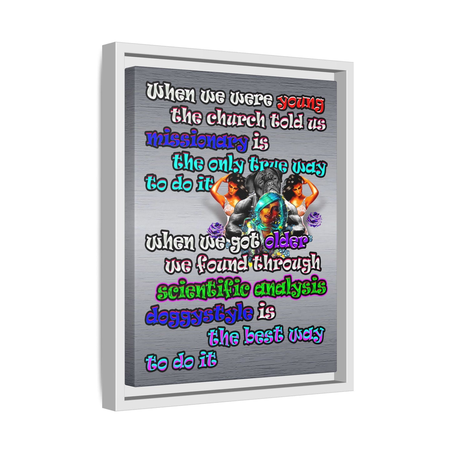 doggystyle - framed canvas art (brushed nickel)