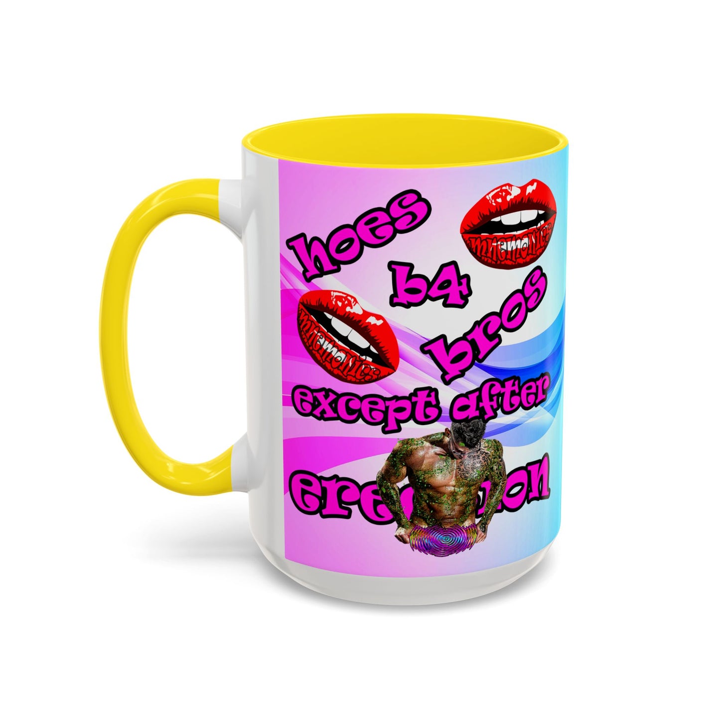 hoes b4 bros - Accent Mug (light blue-pink wave)