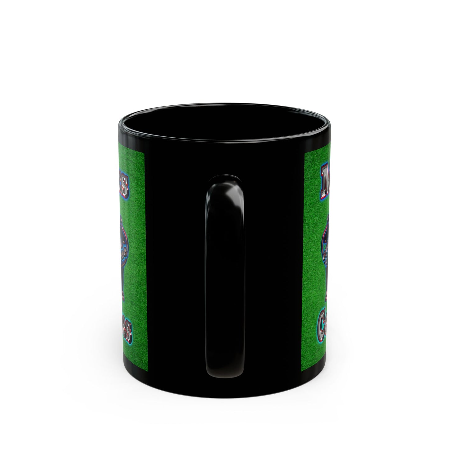 em cee squared - Black Mug (green turf)