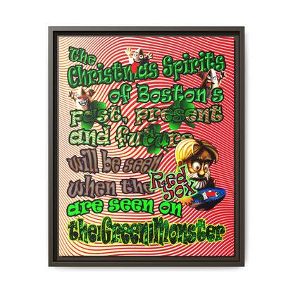 christmas spirits of boston - framed canvas art (yellow-orange wave)