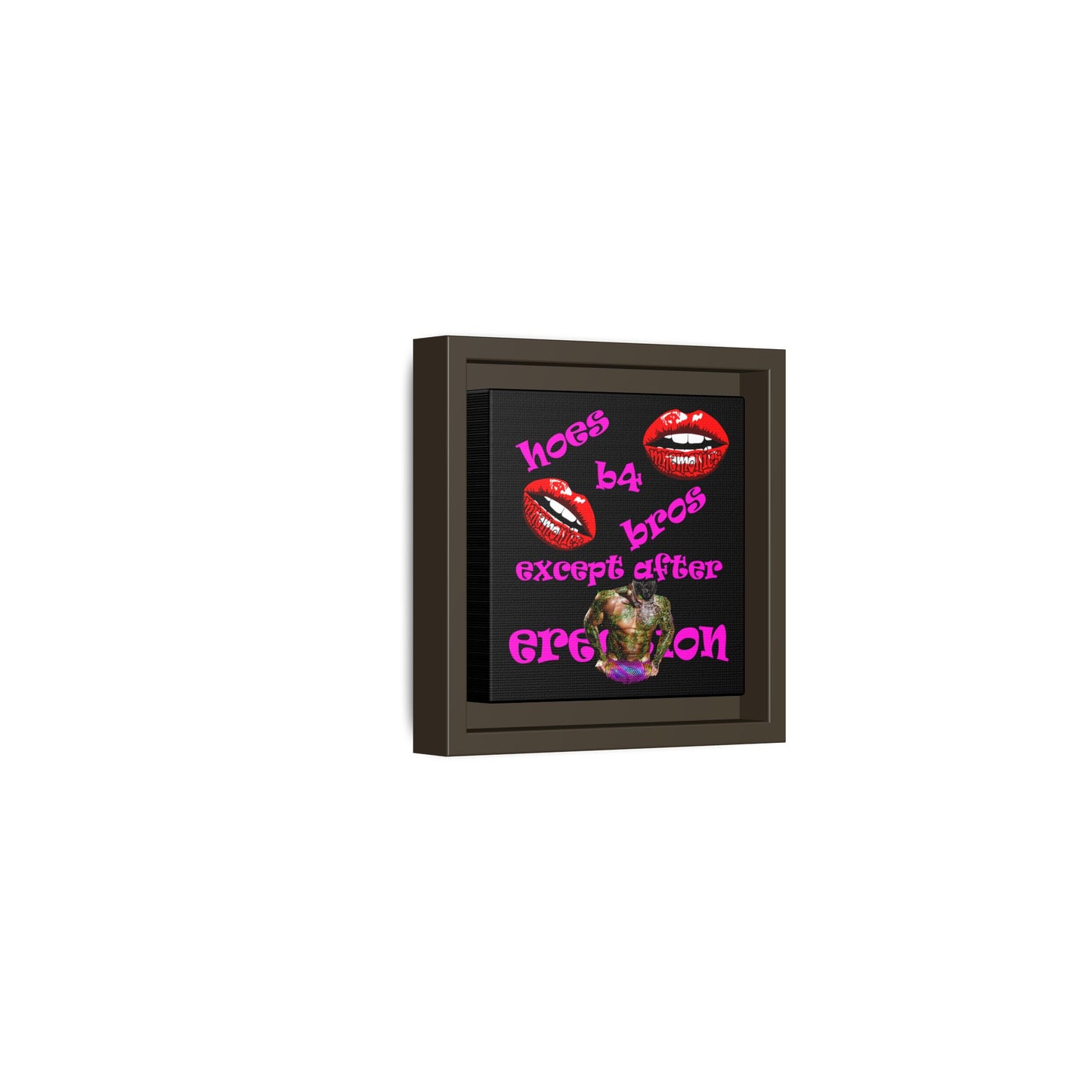 hoes b4 bros - framed canvas art (black)