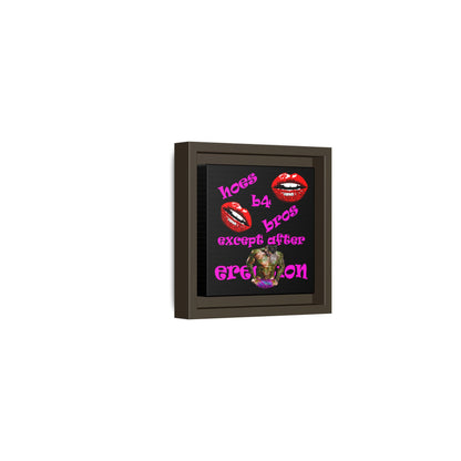 hoes b4 bros - framed canvas art (black)