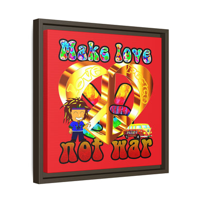 love peace - framed canvas art (red)
