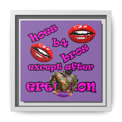 hoes b4 bros - framed canvas art (light purple)