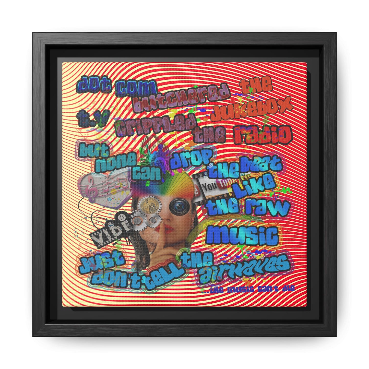 drop the beat - framed canvas art (yellow-orange wave)