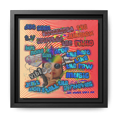 drop the beat - framed canvas art (yellow-orange wave)
