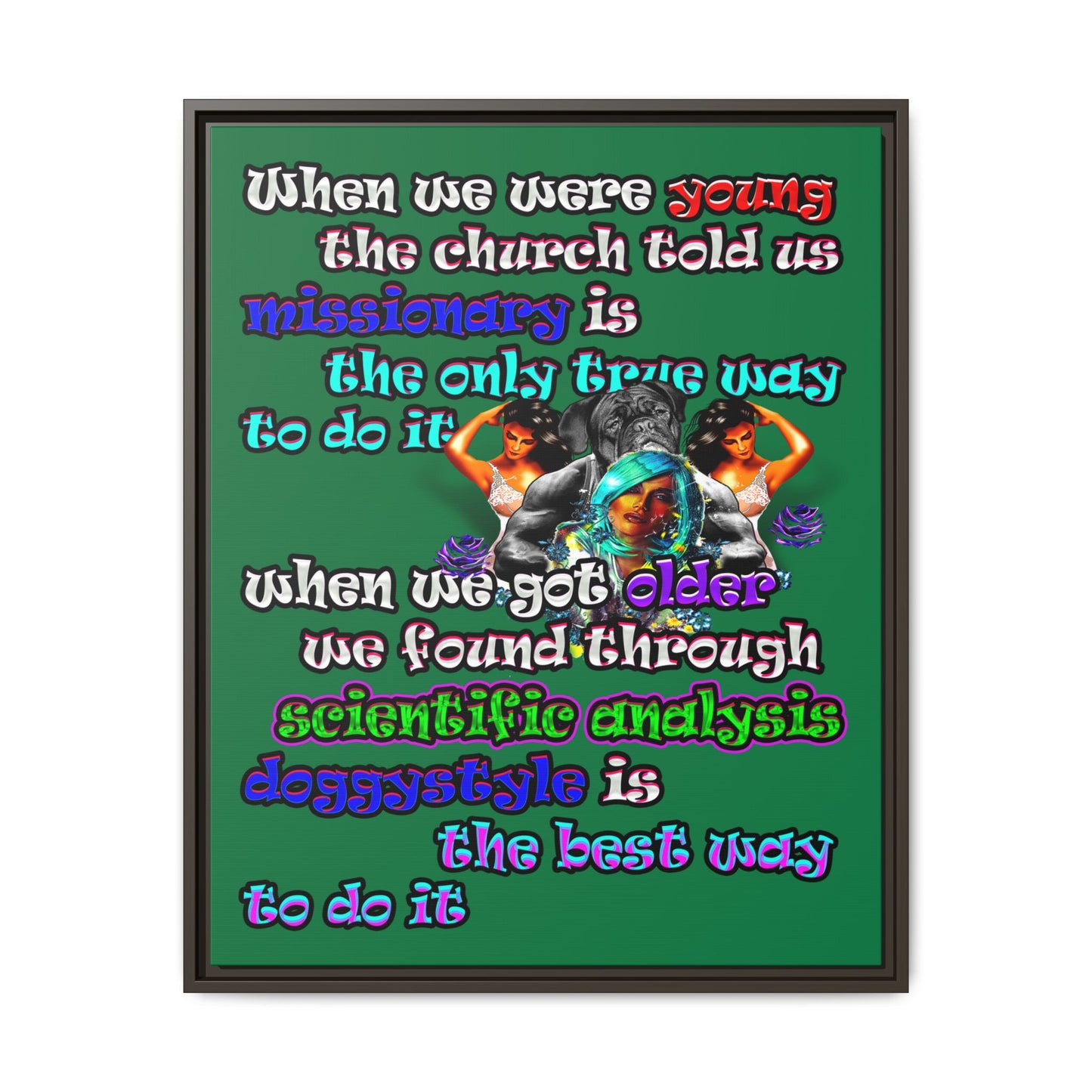 doggystyle - framed canvas art (dark green)