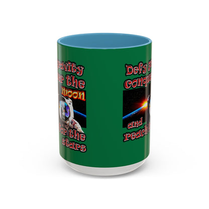 defy conquer reach - Accent Mug (dark green)