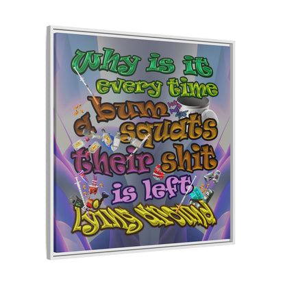 the bum's shit - framed canvas art (grey-pink wave)