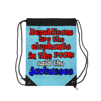 donkeys and elephants - Drawstring Bag (faded blue)