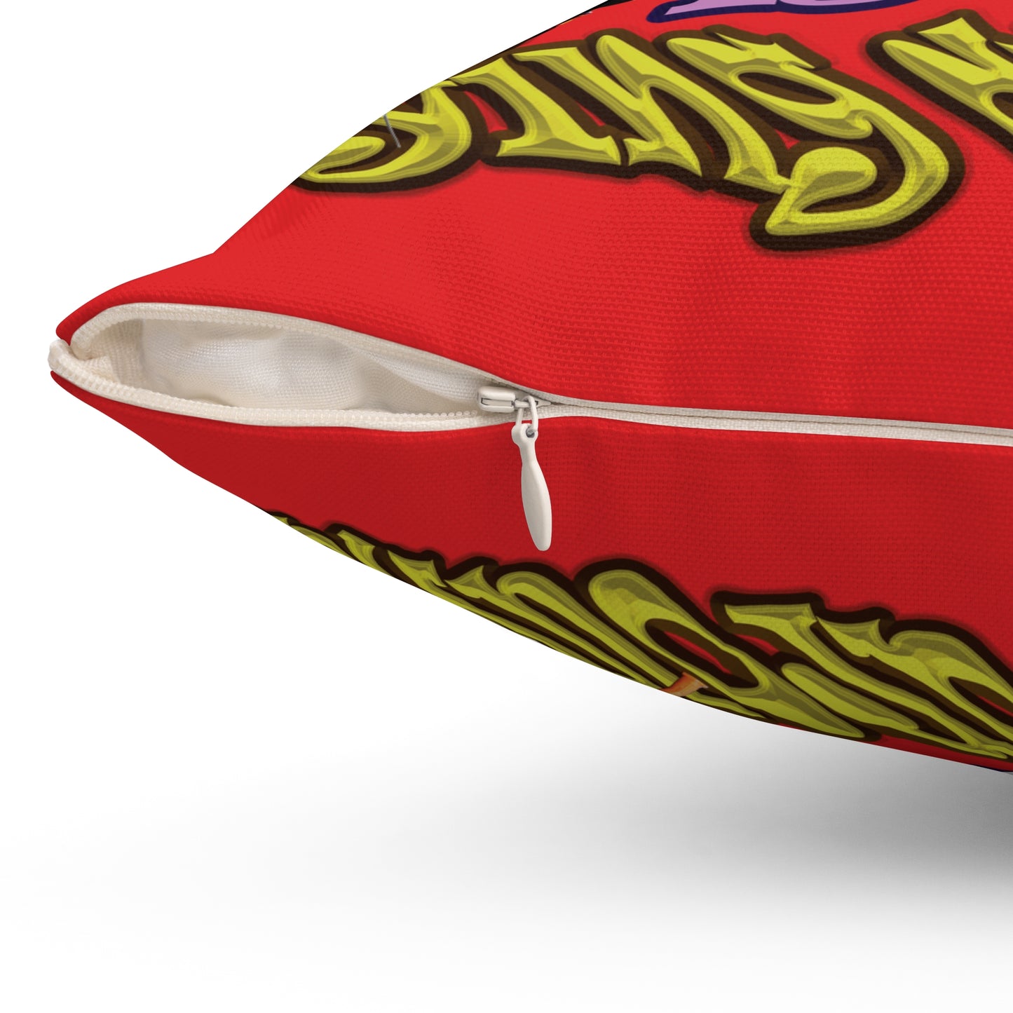 the bum's shit - Spun Polyester Square Pillow - (red)