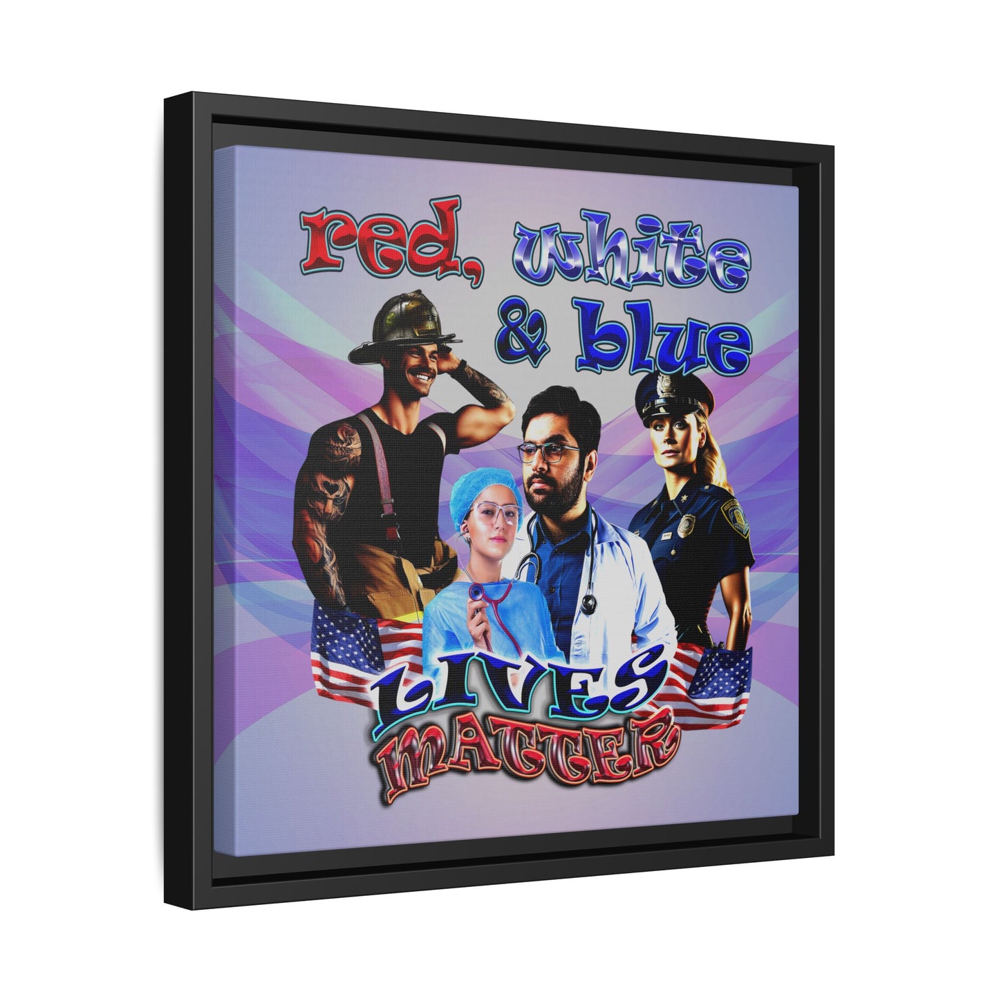 rw&b lives matter - framed canvas art (light blue-pink wave)