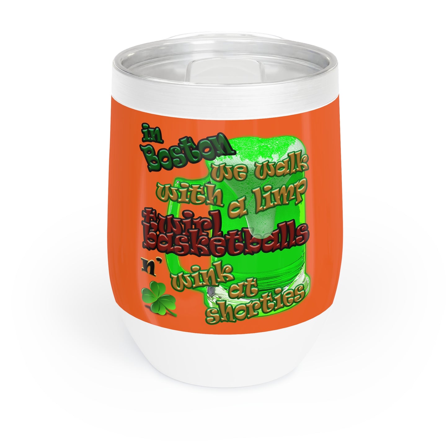 celtics logo - Chill Wine Tumbler (orange)